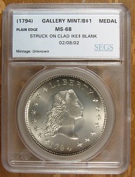 Gallery Mint 1794 $1 Repro Struck On Clad Ike $1 Blank!